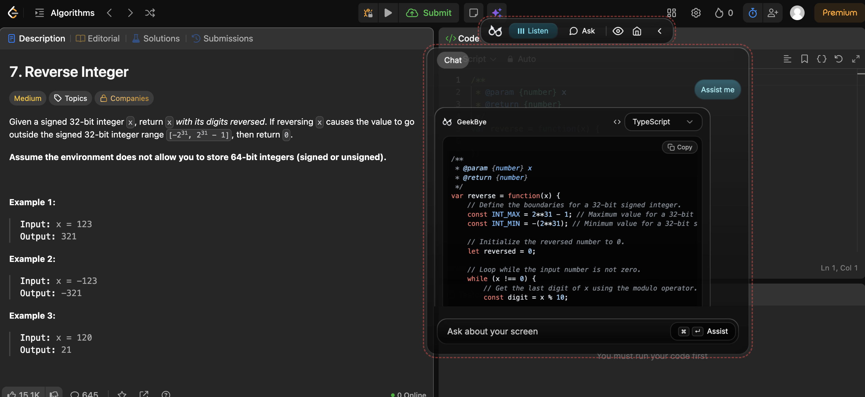 GeekBye Ask feature showing AI response